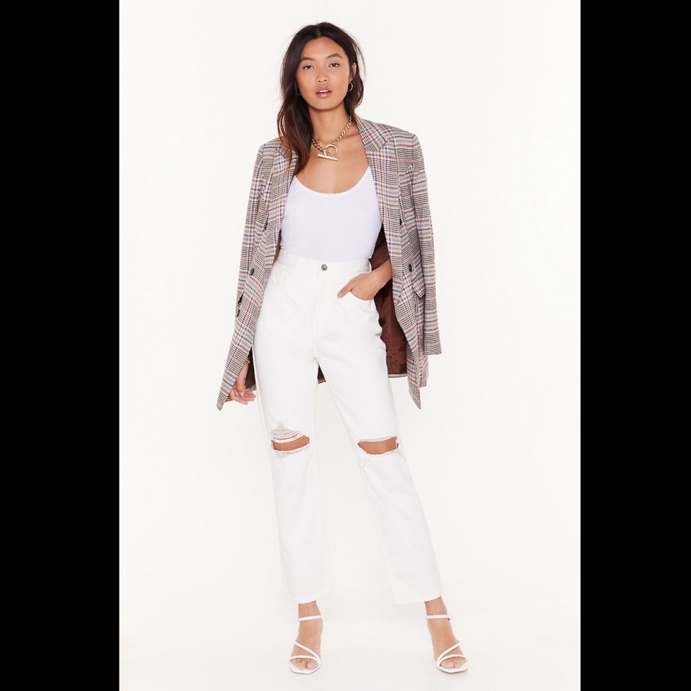 Nasty Gal Straight Leg Jeans - White High Rise